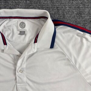 Kilburne Finch Polo Shirt XXL White Striped Shoulder Short Sleeve golf sport